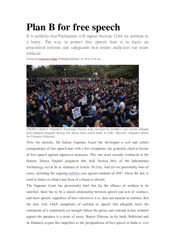 (PDF) Plan B for free speech Lawrence Liang Academia.edu