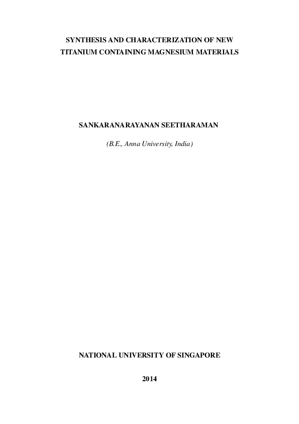 (PDF) Synthesis and characterization of new titanium containing ...