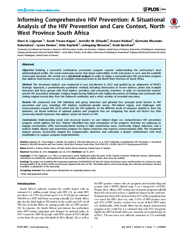 (PDF) Informing Comprehensive HIV Prevention: A Situational Analysis of ...