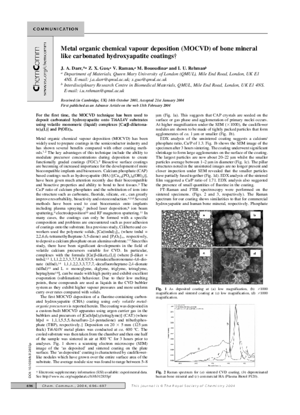 Pdf Metal Organic Chemical Vapour Deposition Mocvd Of Bone Mineral Like Carbonated Hydroxyapatite Coatingselectronic Supplementary Information Esi Available Experimental Data See Http Www Rsc Org Suppdata Cc p Mohammed Jawwad