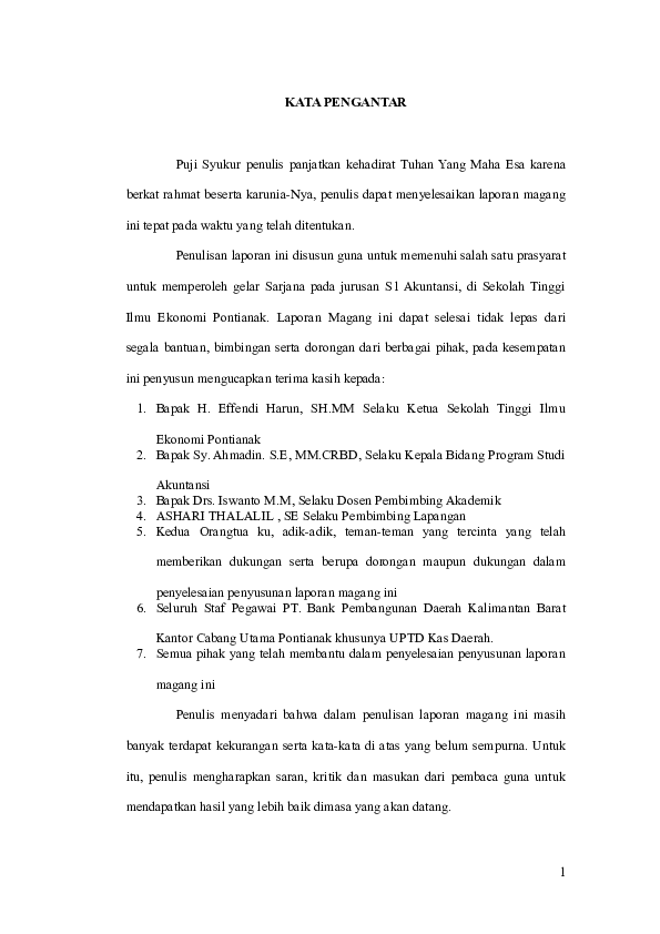Contoh Kata Pengantar Laporan Magang Mahasiswa Manajemen - Nusagates