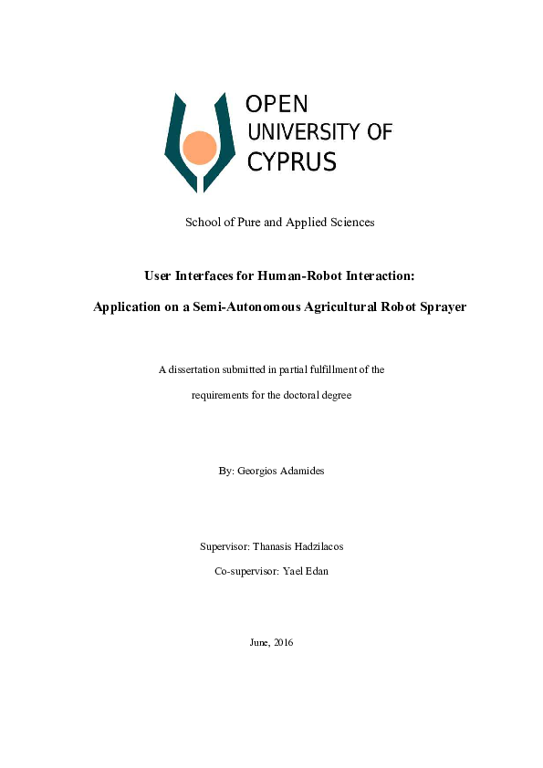 (PDF) User Interfaces for Human-Robot Interaction: Application on a ...