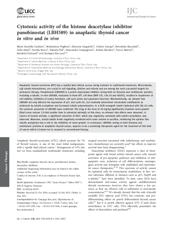 (PDF) Cytotoxic activity of the histone deacetylase inhibitor ...