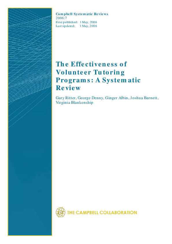 (PDF) The Effectiveness of Volunteer Tutoring Programs: A Systematic Review