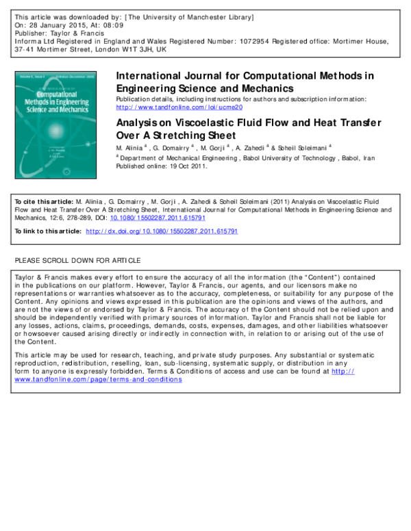 (PDF) Analysis on Viscoelastic Fluid Flow and Heat Transfer Over A ...