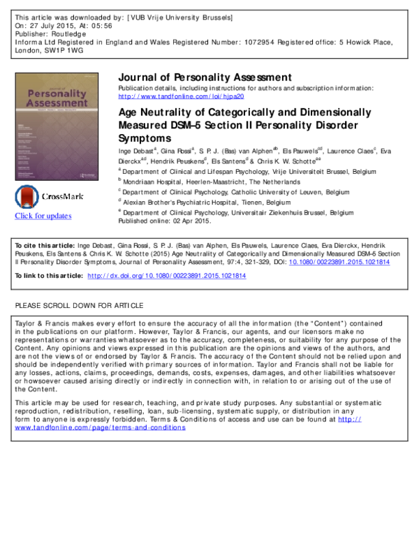 (PDF) Age Neutrality of Categorically and Dimensionally Measured DSM-5 ...