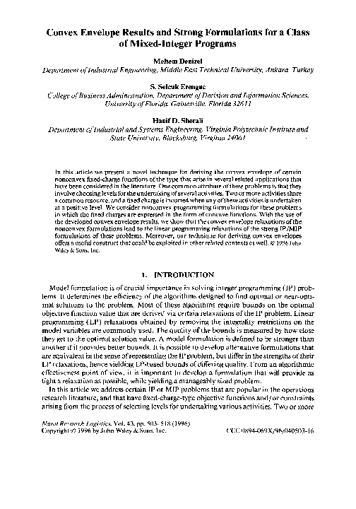 (PDF) Convex envelope results and strong formulations for a class of