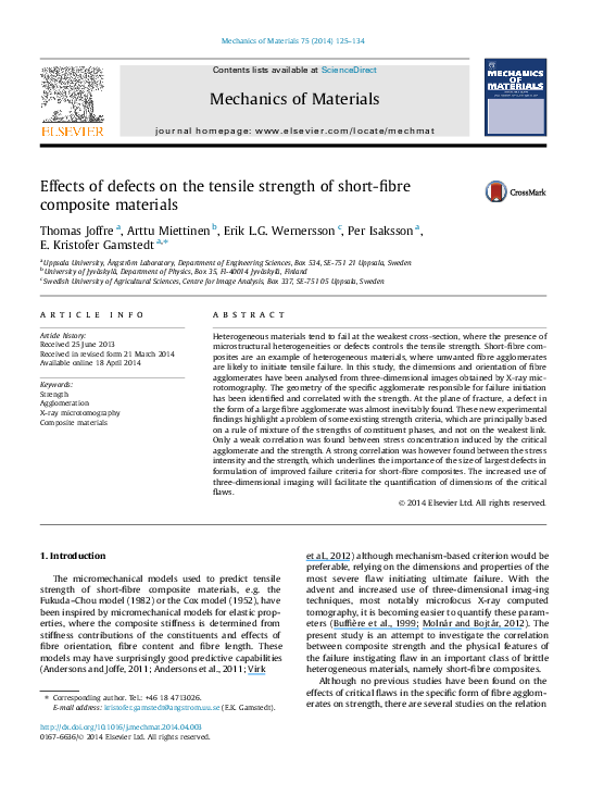 (PDF) Effects of defects on the tensile strength of short-fibre ...
