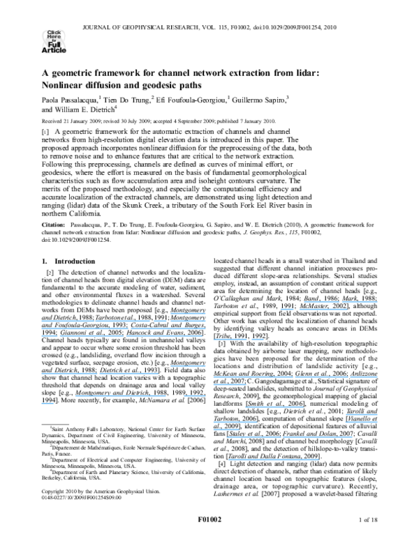 (PDF) A geometric framework for channel network extraction from lidar ...