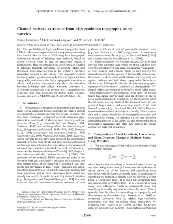 (PDF) Channel network extraction from high resolution topography using ...