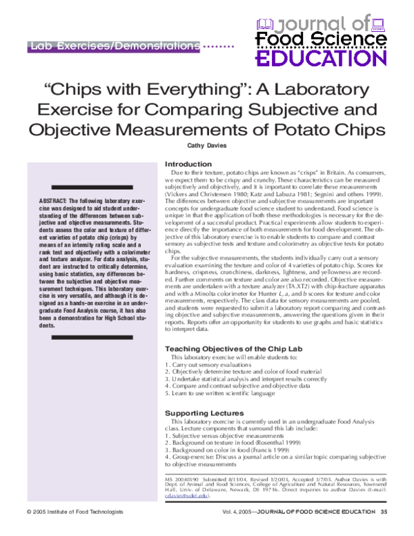 (PDF) Chips with Everything” A Laboratory Exercise for Comparing