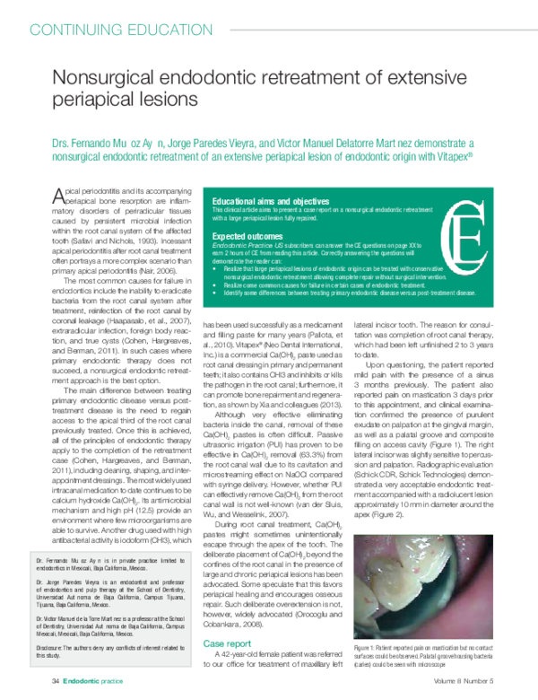 (PDF) Nonsurgical endodontic retreatment of extensive periapical