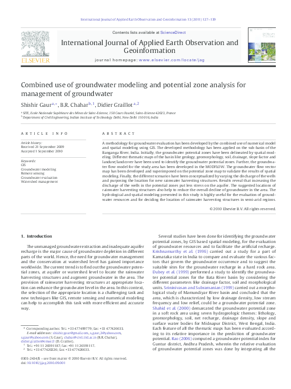 Pdf Combined Use Of Groundwater Modeling And Potential Zone Analysis