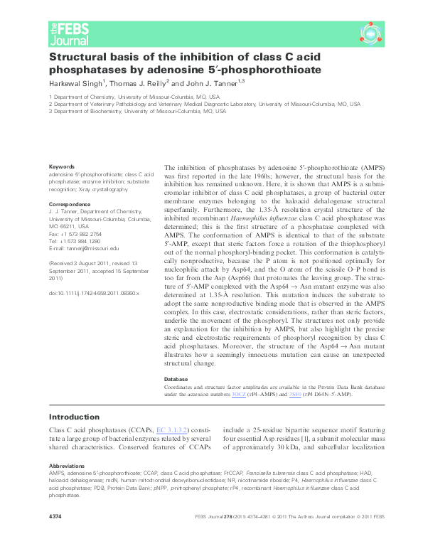 (PDF) Structural basis of the inhibition of class C acid phosphatases ...