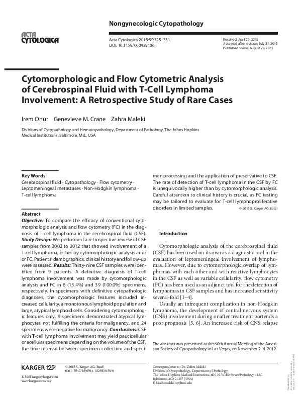 (PDF) Cytomorphologic and Flow Cytometric Analysis of Cerebrospinal ...
