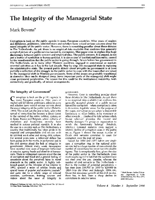 (PDF) The Integrity of the Managerial State