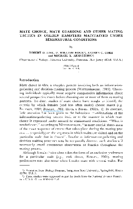 Pdf Mate Choice Mate Guarding And Other Mating Tactics In Golden