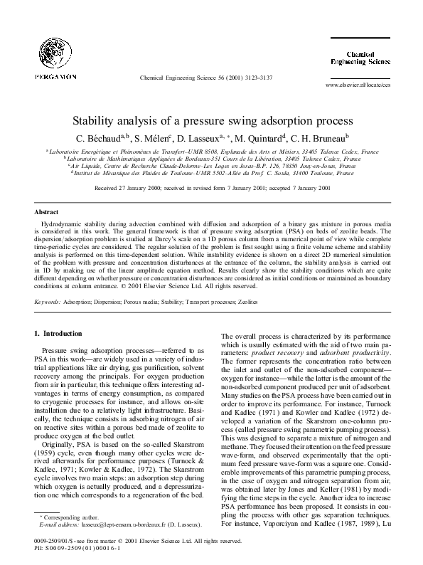 (PDF) Stability analysis of a pressure swing adsorption process