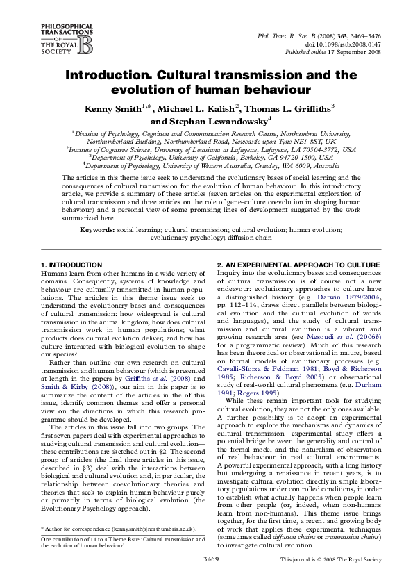 (PDF) Cultural transmission and the evolution of human behavior.pdf