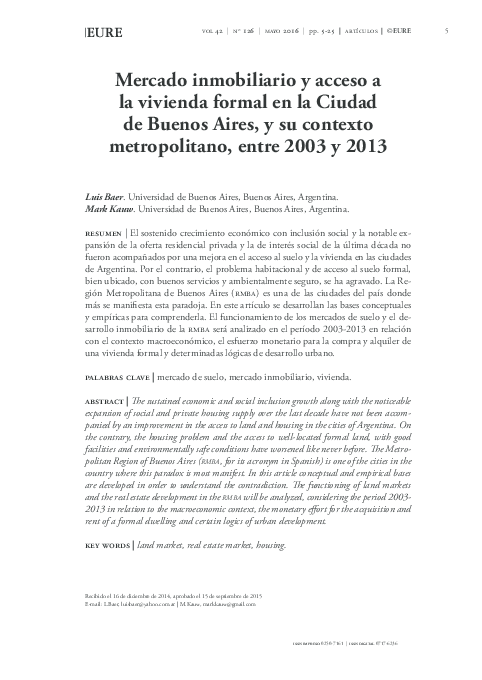 (PDF) Mercado inmobiliario y acceso a la vivienda en Ciudad de Buenos ...