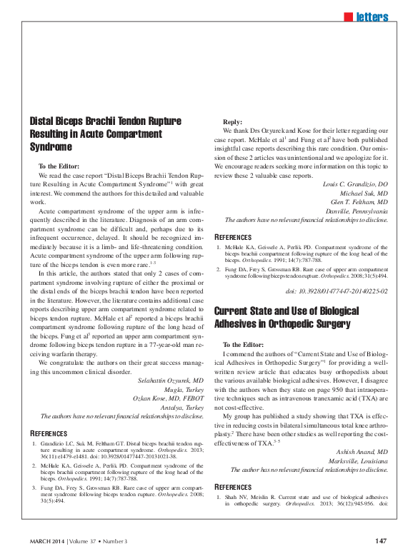(PDF) Distal biceps brachii tendon rupture resulting in acute