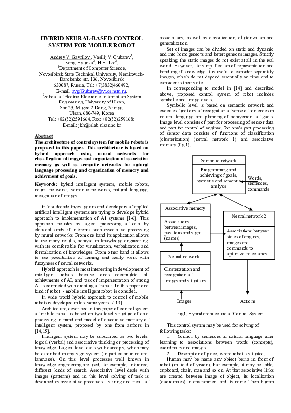 (PDF) Hybrid neural-based control system for mobile robot