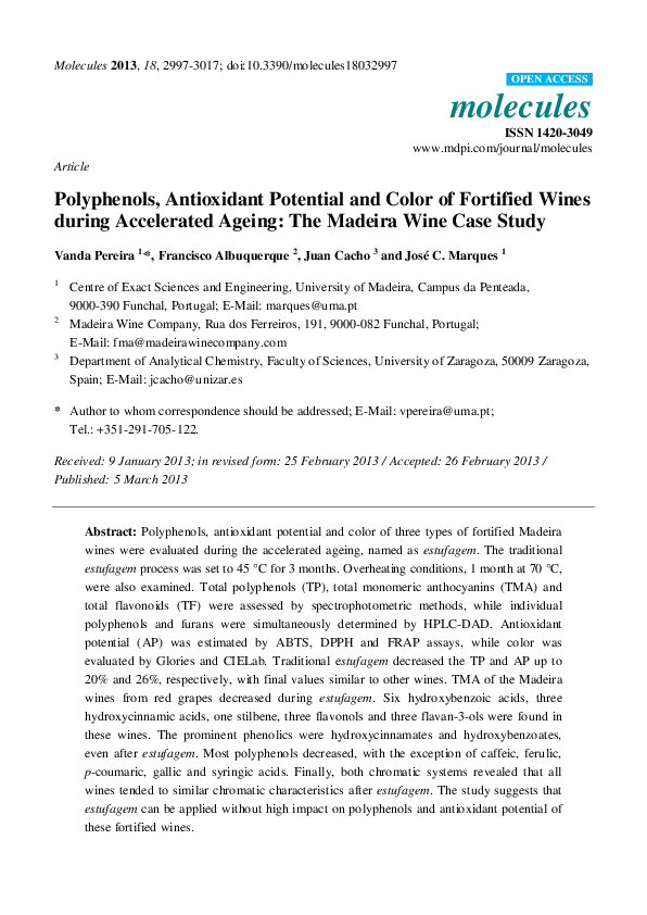(PDF) Polyphenols, Antioxidant Potential and Color of Fortified Wines ...