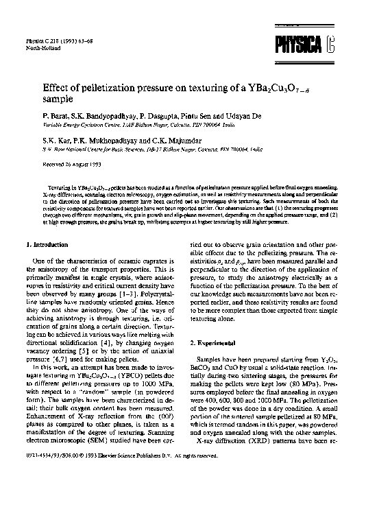 (PDF) Effect of pelletization pressure on texturing of a YBa2Cu3O7 ...