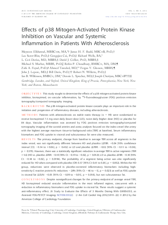(PDF) Effects of p38 mitogen-activated protein kinase inhibition on ...