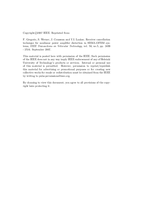 (PDF) Receiver Cancellation Technique for Power Amplifier