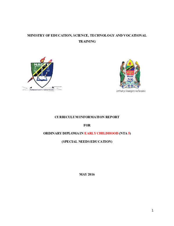 (DOC) MINISTRY OF EDUCATION, SCIENCE, TECHNOLOGY AND VOCATIONAL