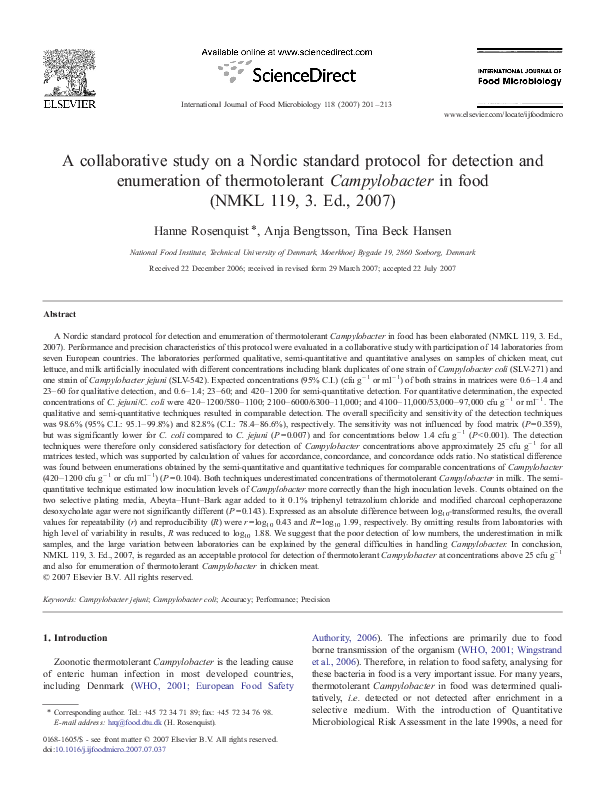 (PDF) A collaborative study on a Nordic standard protocol for detection ...