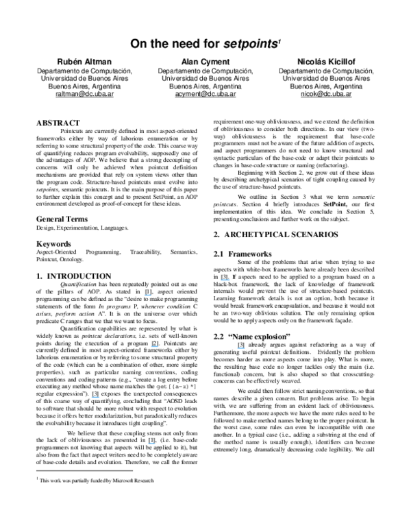 (PDF) On the need for setpoints