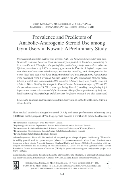 (PDF) Prevalence and Predictors of Anabolic-Androgenic Steroid Use ...