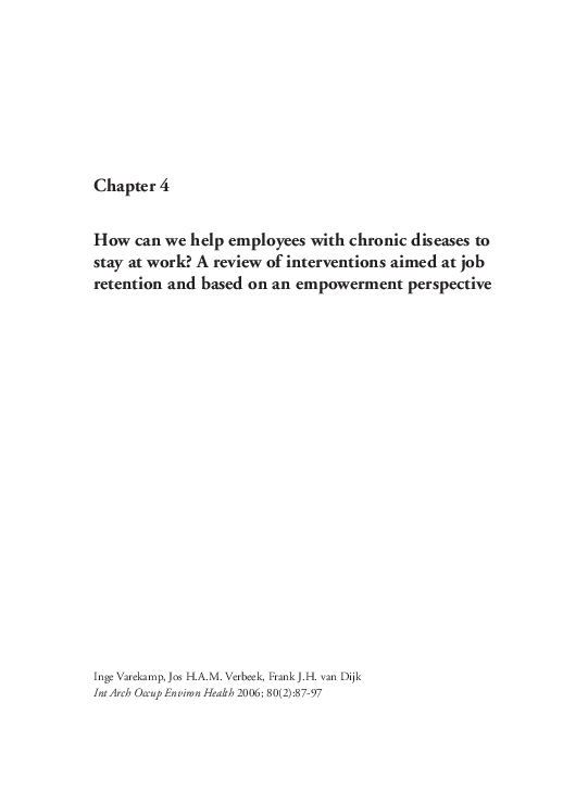 (PDF) How can we help employees with chronic diseases to stay at work