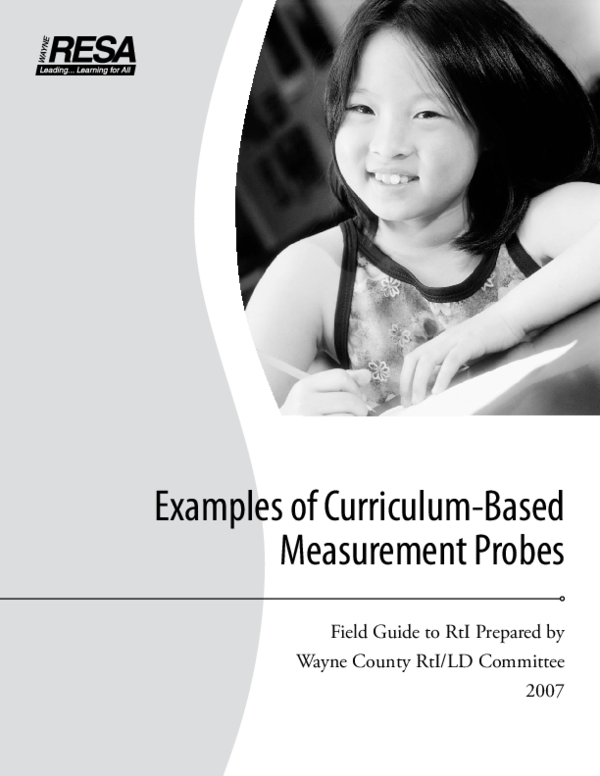 (PDF) Examples of CurriculumBased Measurement Probes Bram Bartelts
