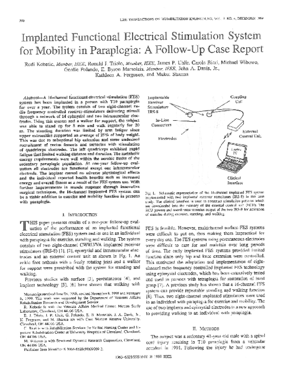 (PDF) Implanted functional electrical stimulation system for mobility ...