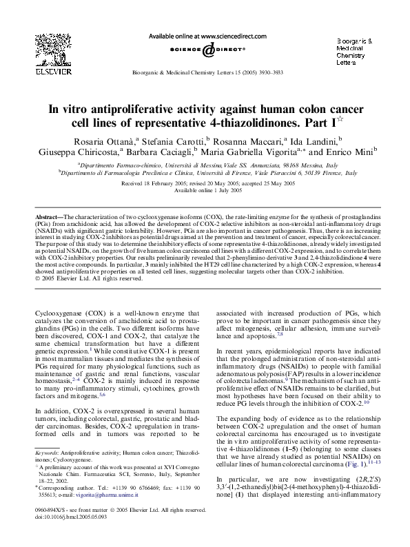 (PDF) In vitro antiproliferative activity against human colon cancer ...