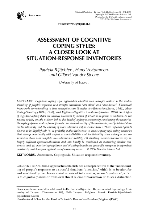 (PDF) Assessment of cognitive coping styles