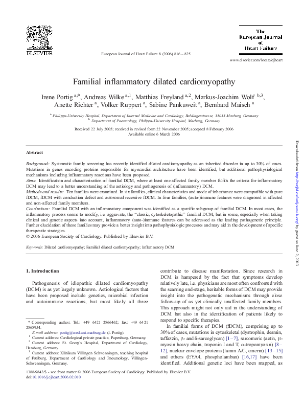 (PDF) Familial inflammatory dilated cardiomyopathy