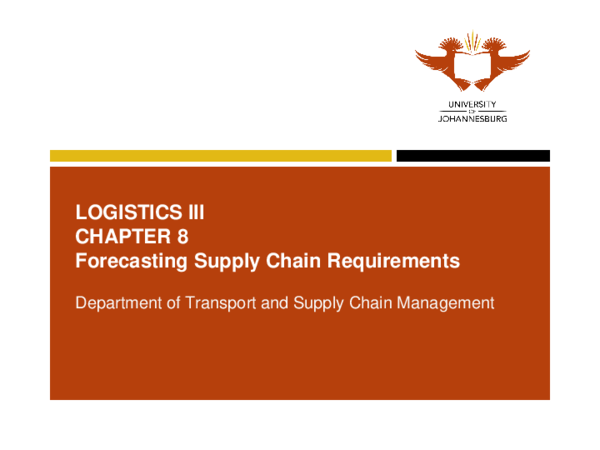 (PDF) LOGISTICS III CHAPTER 8 Forecasting Supply Chain Requirements ...