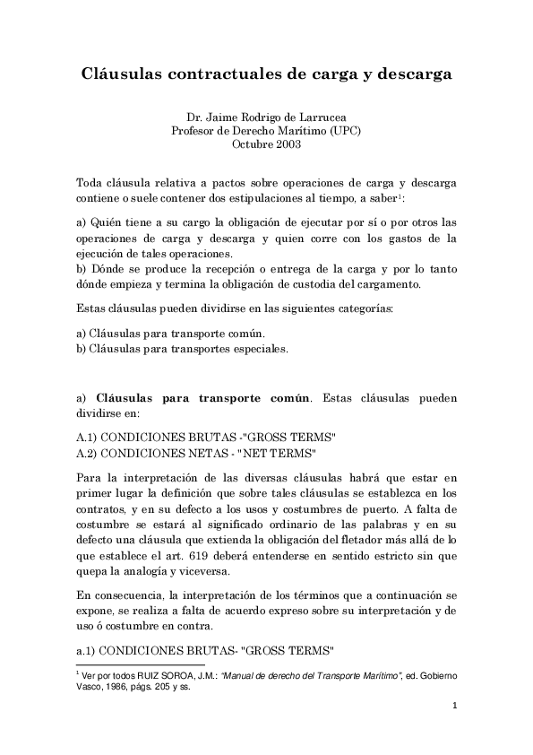 (PDF) Cláusulas contractuales de carga y