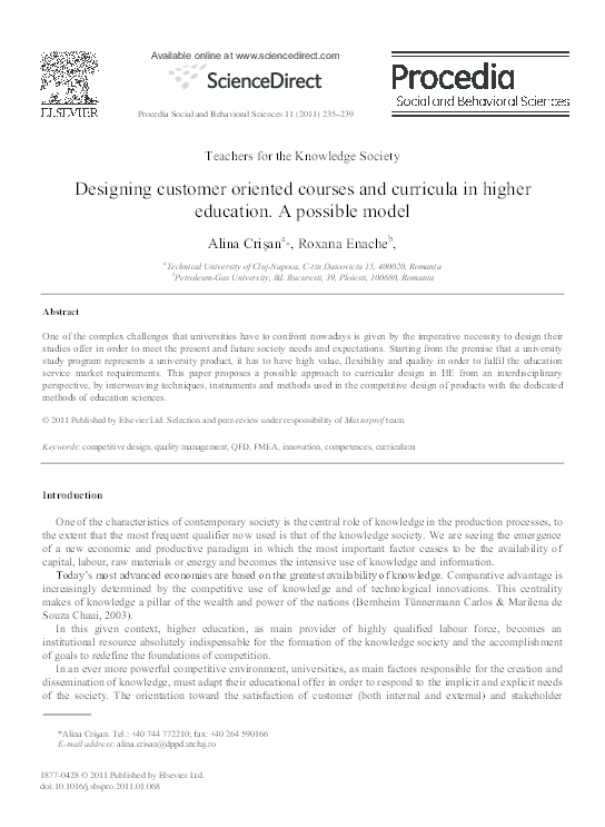 (PDF) Designing customer oriented courses and curricula in higher ...