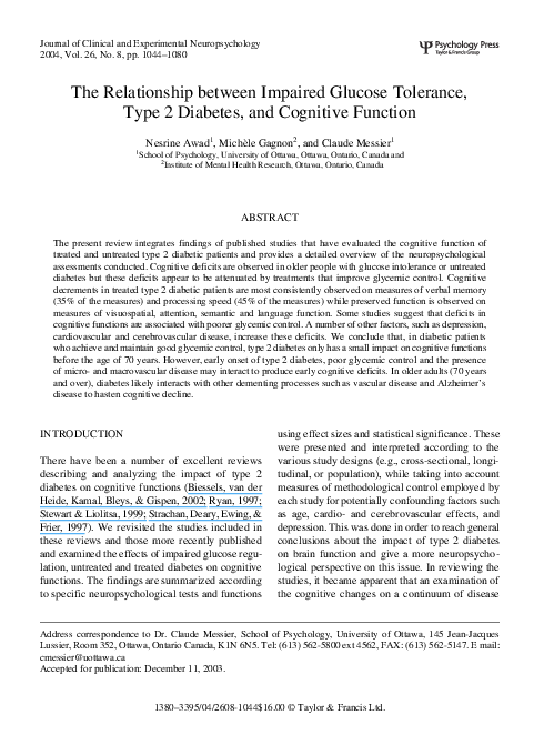 (PDF) The Relationship between Impaired Glucose Tolerance, Type 2 ...