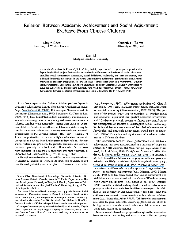 (PDF) Relation between academic achievement and social adjustment ...