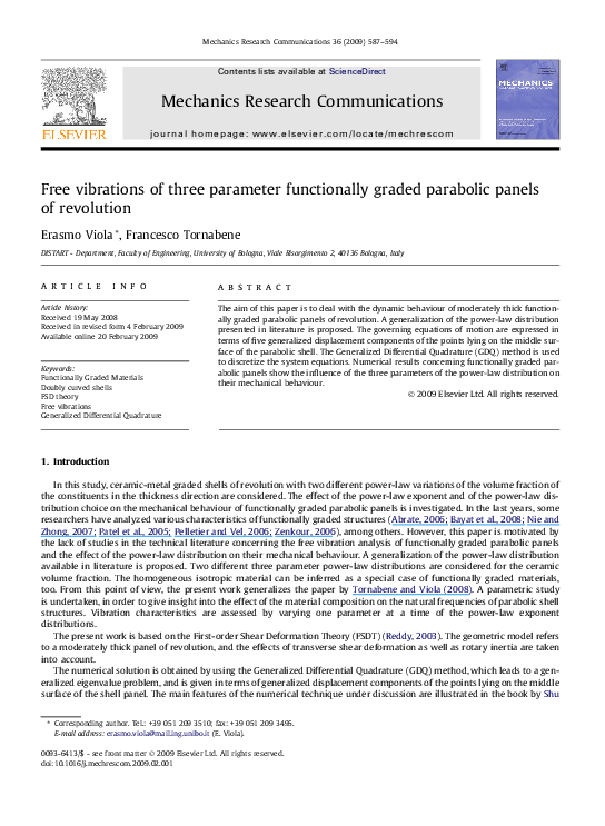 (PDF) Free vibrations of three parameter functionally graded parabolic ...