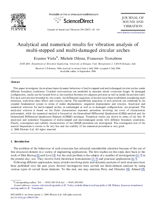 (PDF) Analytical and numerical results for vibration analysis of multi ...
