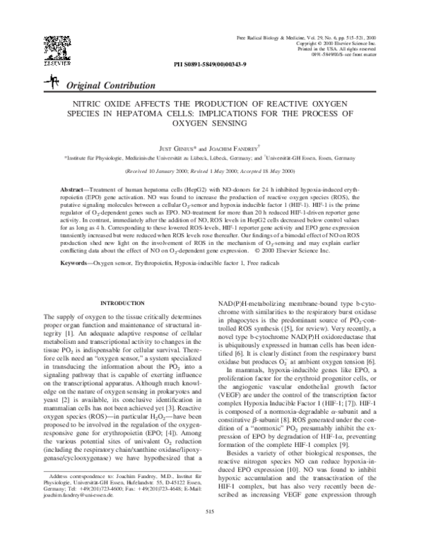 (PDF) Nitric oxide affects the production of reactive oxygen species in ...