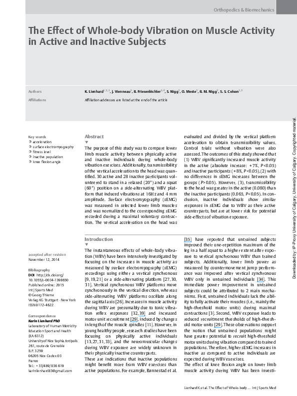 (PDF) The Effect of Whole-body Vibration on Muscle Activity in Active ...
