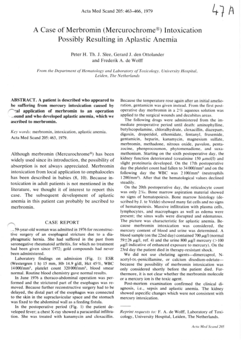(PDF) A Case of Merbromin (Mercurochrome® Intoxication Possibly ...
